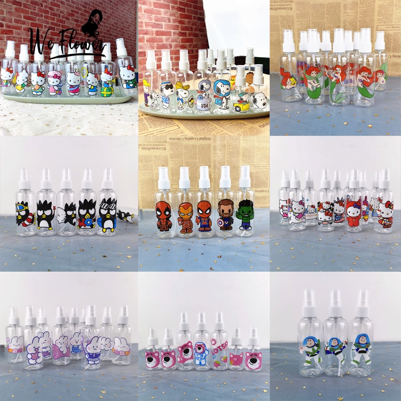 We Flower 50ML/100ML Plastic Cartoon Spray Bottle XO Kitty Winnie Rabbit Portable Travel Size Bottles Container