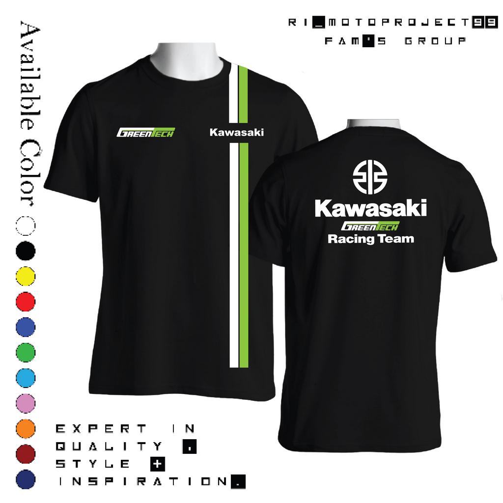 Tshirt Baju Kaos Kawasaki GreenTech Racing Team Stripe Side High Premium Quality