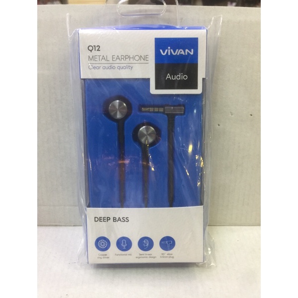 Headset Earphone Vivan Metal Earphone Deep Bass Q12 Original By Vivan