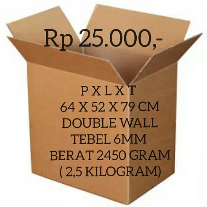 

Kardus Packing Bekas / Double Wall /P 64 X L 52 X T 79 Cm Gosend Dafa.Olshop