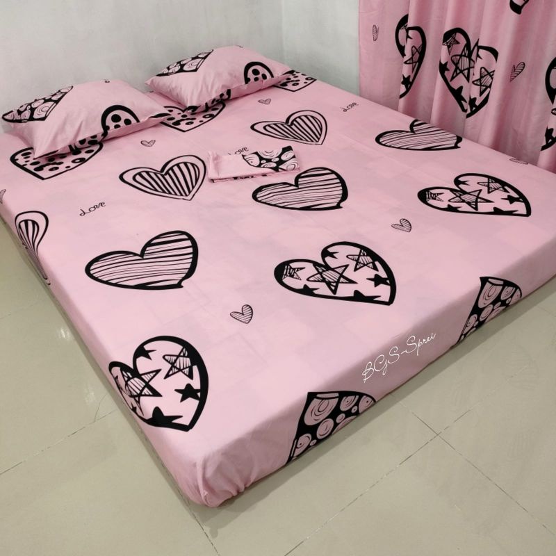 SPREI HOMEMADE MURAH MOTIF PINK LOVE