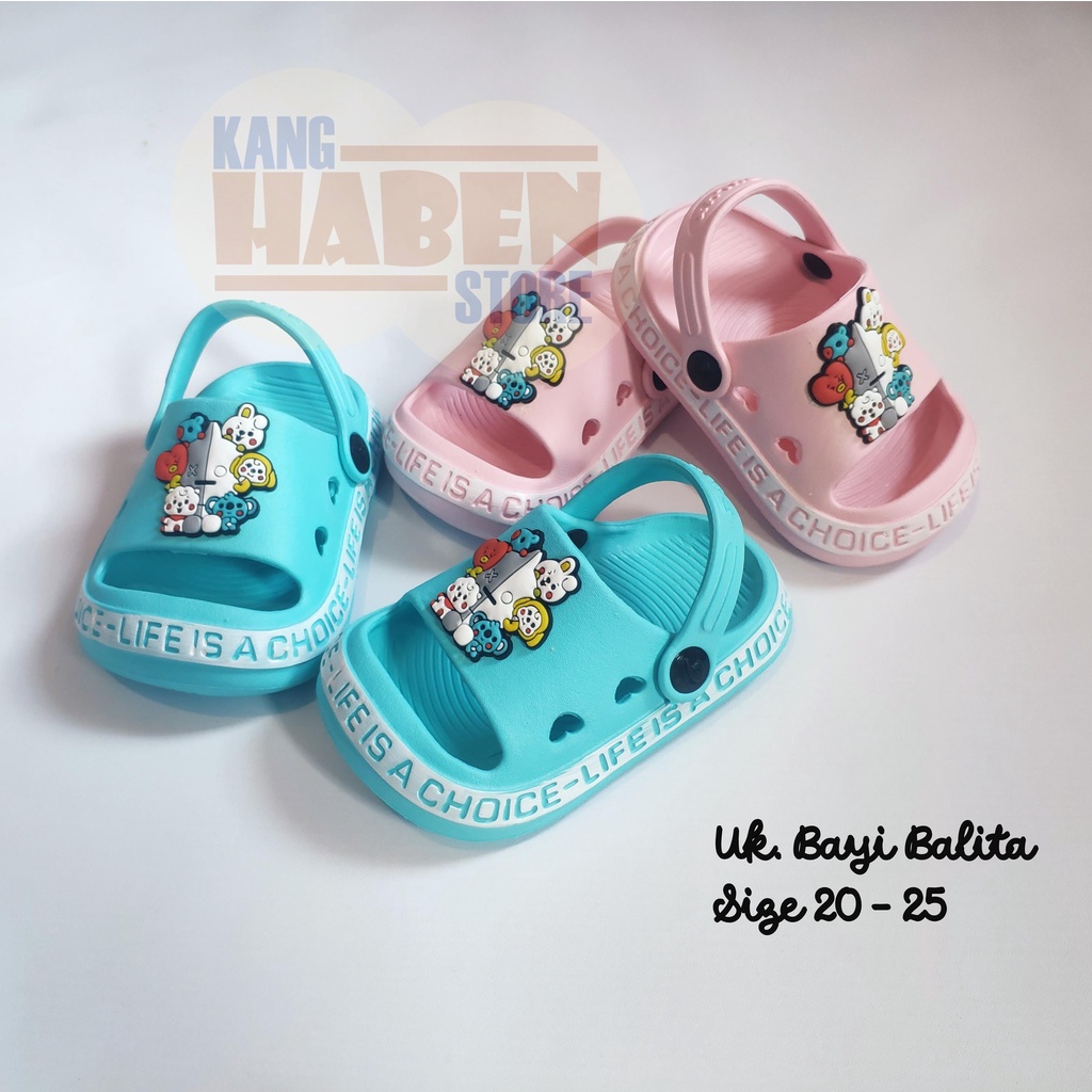 Sandal Anak Bayi Cewek Cowok Kararkter Kartun BT21 Sendal Ringan Belajar Jalan 383E 20-25