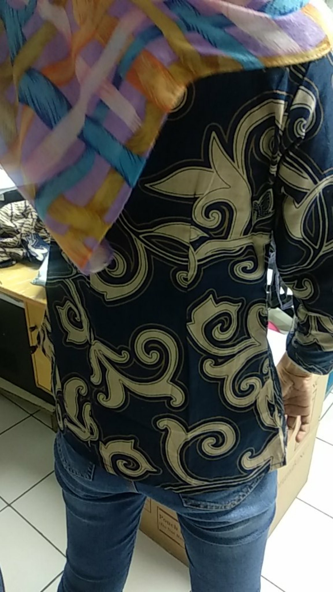 Couple Batik Wanita Modern Putri Kembar Navy / Blouse Batik / Hem Batik - S M L Xl Xxl 3l 4l 5l