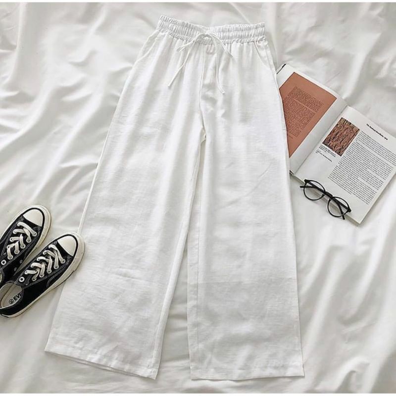 WIDI PANTS Bahan catton rami  Bangkok celana kulot jumbo panjang Casual Modern Bawahan  Simple-2