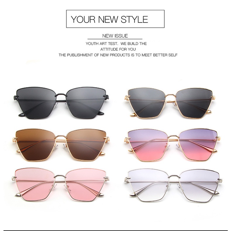 Fashion Retro Oversized Cat Eye Metal Sunglasses for Women