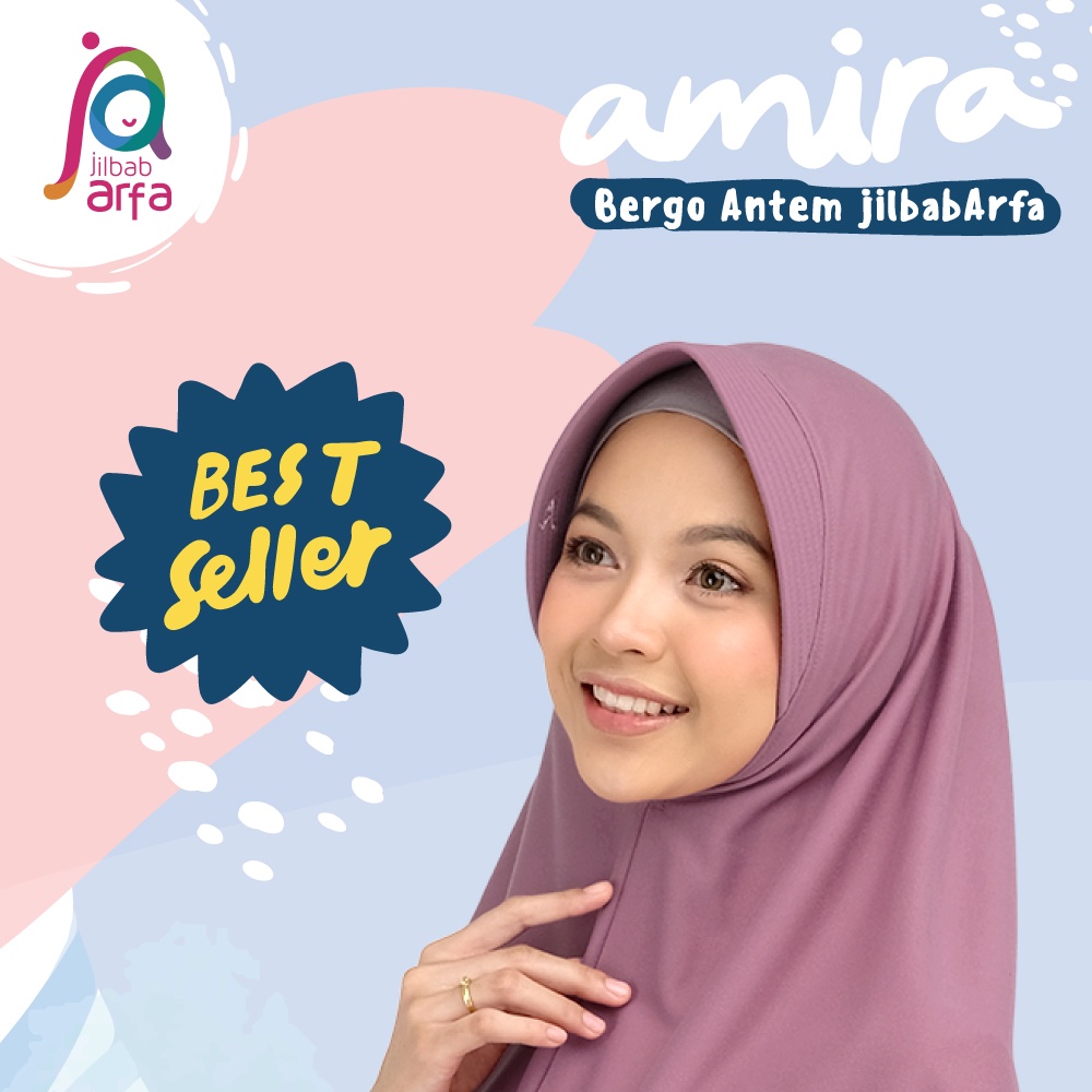 Jilbab Afra Arfa - Amira Bergo Instant Kaos Pet Pad Ped Antem Anti Tembem | Kerudung Daily Bergo Hij