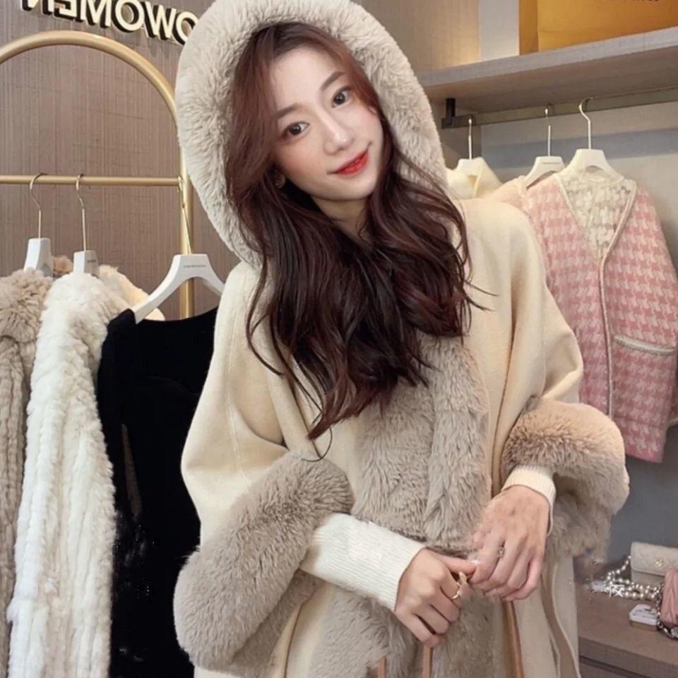 IMPORT VANILLA WOMAN WIINTER AUTUMN FUR CAPE PONCHO JAKET JUBAH WANITA MUSIM DINGIN KOREAN STYLE