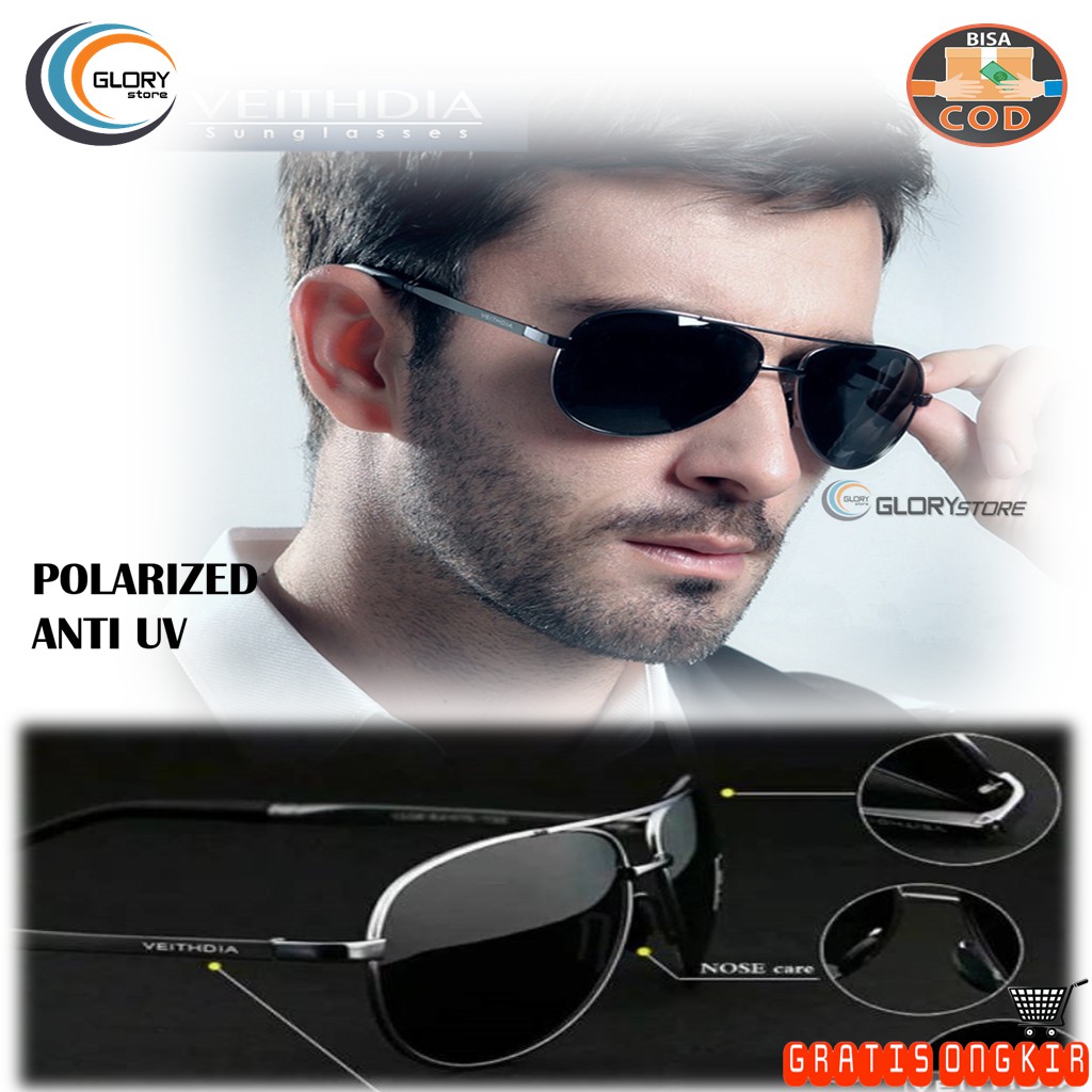 Bisa Bayar COD Kacamata Gaya Pria Polaroid Veithdia 1306 Polarized Anti Silau UV Original