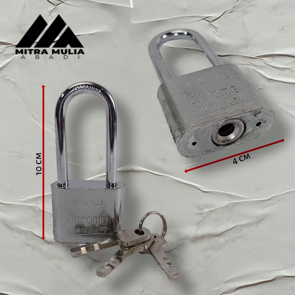 Kunci Gembok Stainless Panjang 40 mm / Iron Pad Lock / Leher Panjang