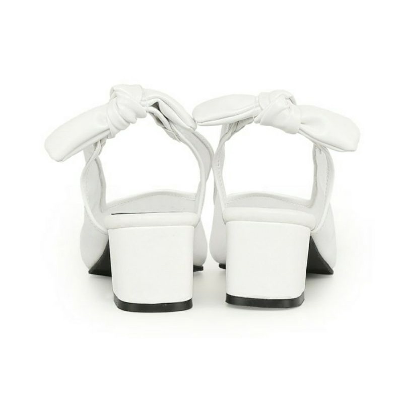 Sepatu Sandal HIGHEELS Wanita 36-40 White Sepatu Flat Hak Tahu 0025RSF Pesta Kasual Putih Cantik, 37