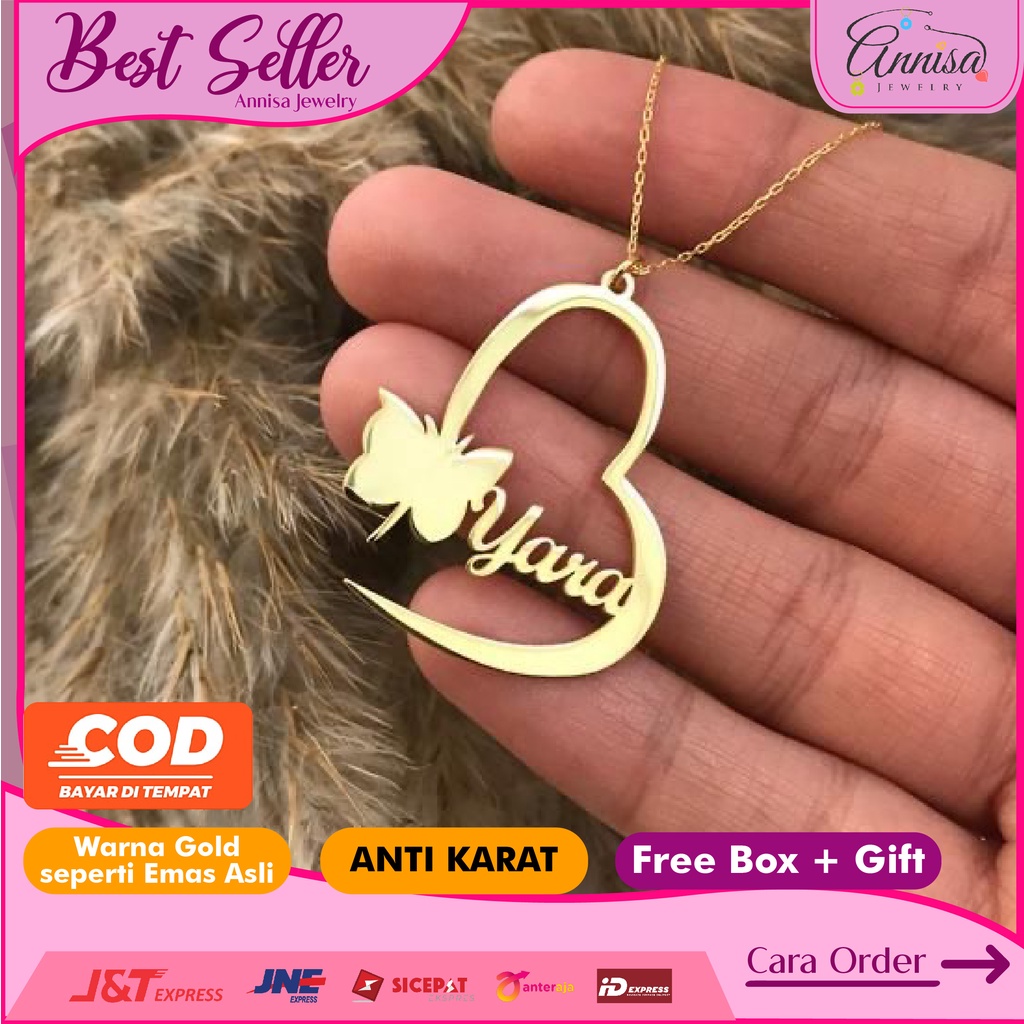 Kalung nama love gold polos