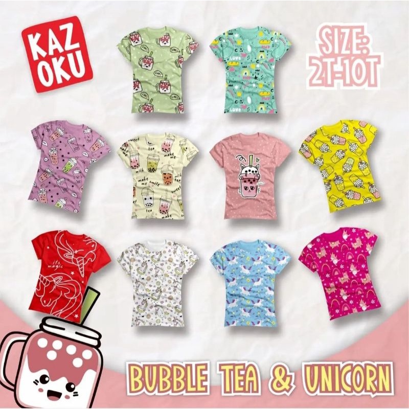 Kaos Anak Fullprint boba unicorn series By Kazoku Size 2-10