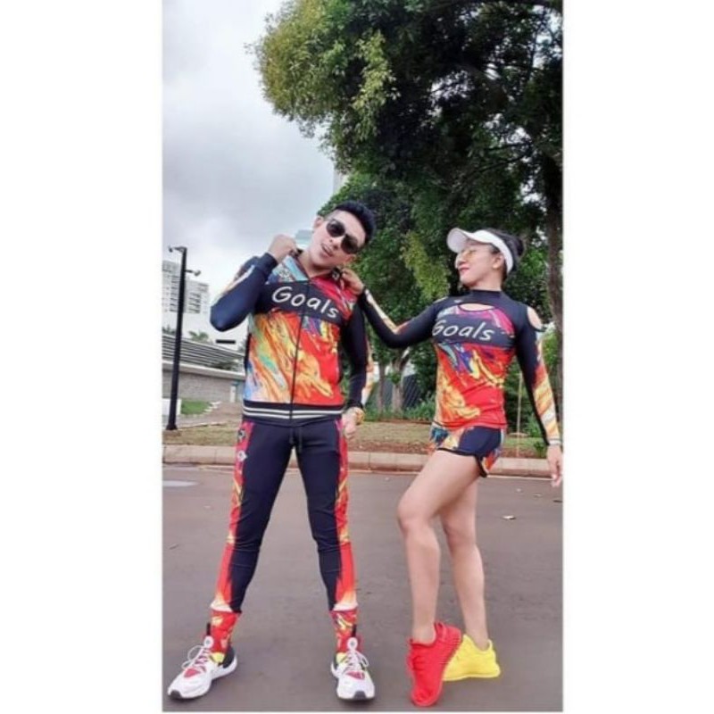 Baju Olahraga Senam Wanita Pria Sxb Goals Black Leaf Zumba Yoga Aerobik