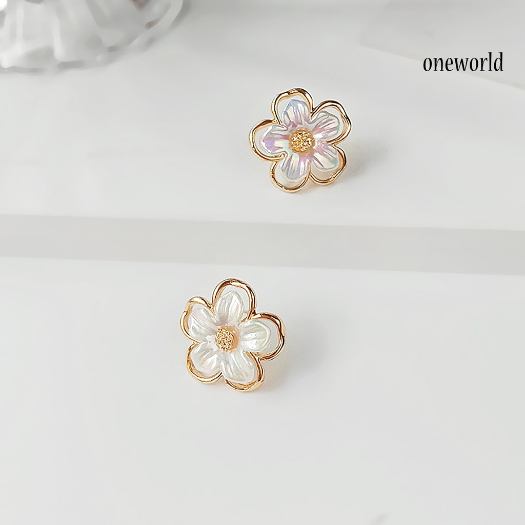 OW# 1 Pair Beautiful Flower Shape All-match Sweet Ear Stud Earring Jewelry Accessory