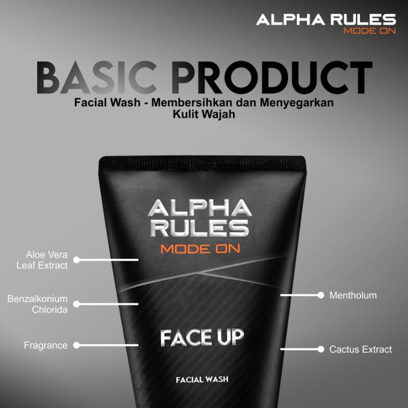 ALPHA RULES MODE ON FACIAL WASH SABUN CUCI MUKA PRIA 100ml ORIGINAL