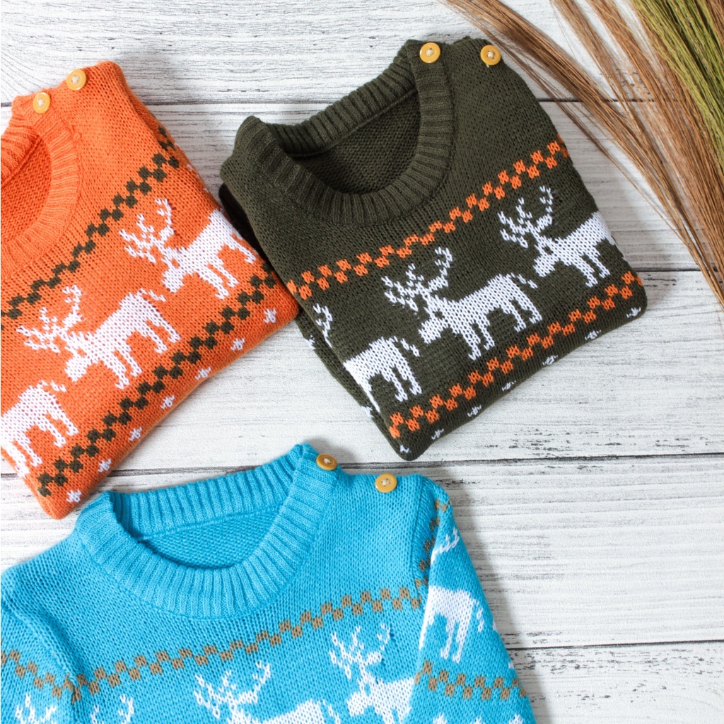 TokoMilkan - Sweater Rajut Anak Perempuan &amp; Laki Laki REINDEER Swater Kids Rajut Halus