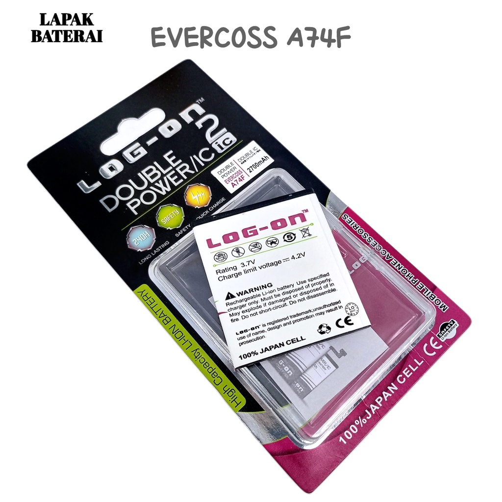 LOG - ON Evercoss A74F Baterai Double IC Protection Battery Batre