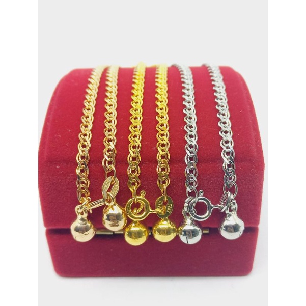 gelang tangan rantai sisik naga double+2bel/perak asli silver 925 lapis emas/perhiasan fashion wanita terbaru