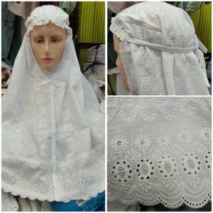 Bergo Haji Umroh Jumbo Bahan Katun Paris Renda Padang