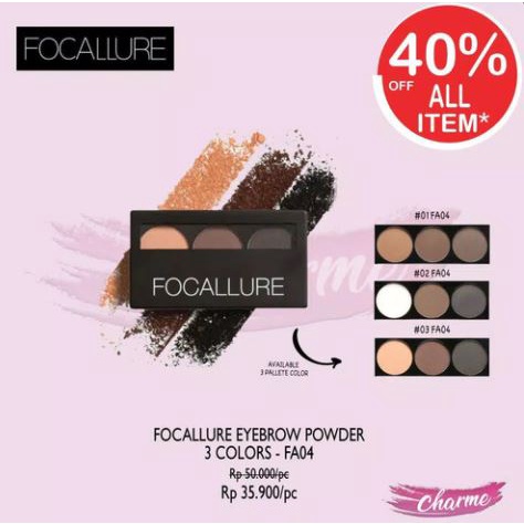 (READY &amp; ORI!) Focallure Eyebrow Eye brow Powder 3 Color Pallete FA04 FA 04 waterproof terbaru viral