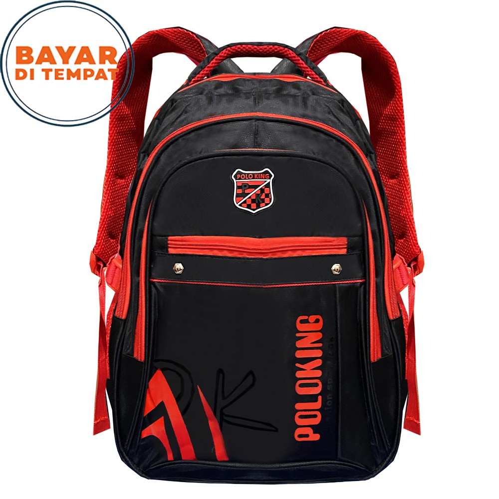 SHOPEE 6.6 SUPER SALE!! Tas Ransel POLO KING Size 18 Inch Original Import Tas Sekolah dan Kuliah +Raincover