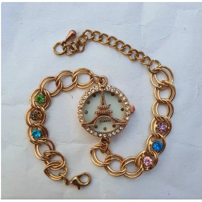 Jam tangan wanita gelang emas gambar paris
