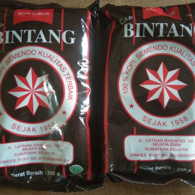 

Kopi bubuk cap Bintang 250gr Muara Enim