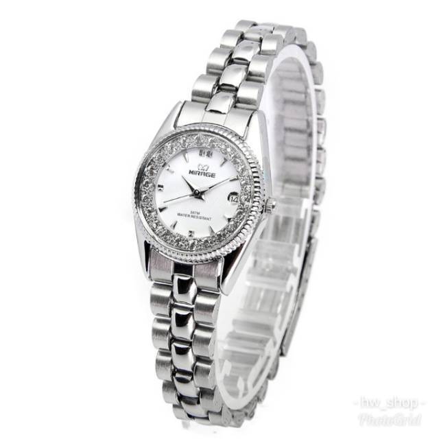 JAM TANGAN WANITA MIRAGE PERMATA SILVER ORIGINAL