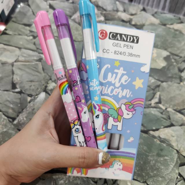 

ISI 12 PCS Pulpen Karakter Unicorn Pelangi Lucu