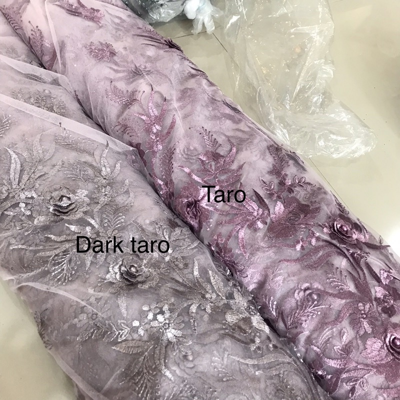 Kain tulle 3d akar merambat tebal/tulle bordir 3d merambat