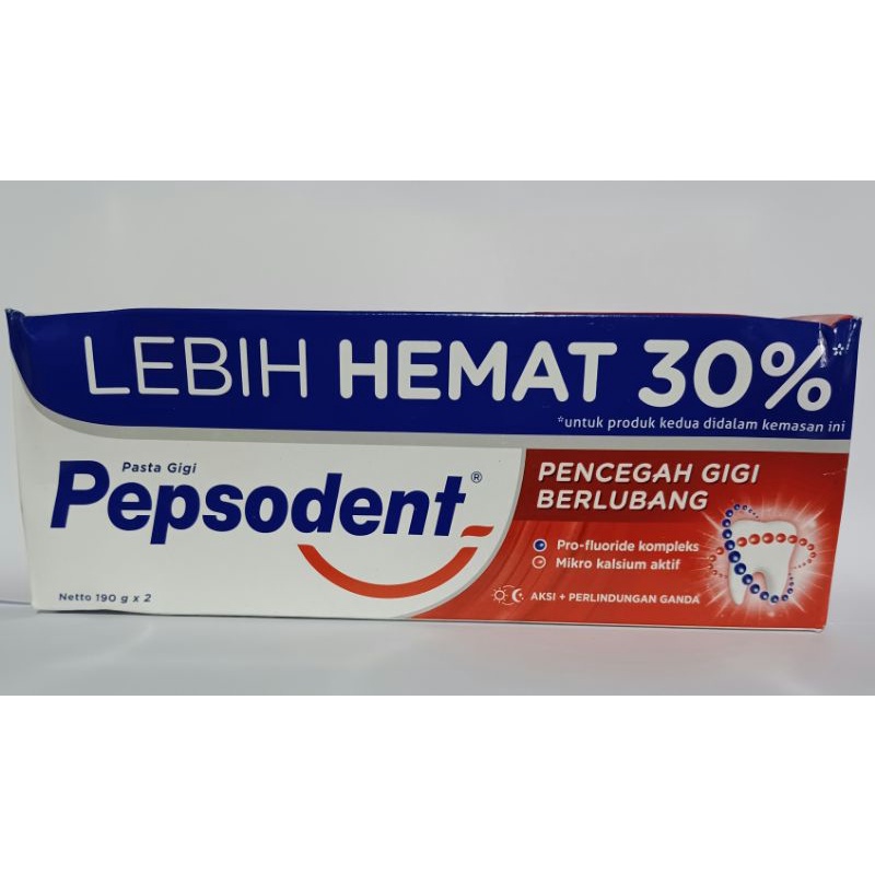 Pepsodent Pasta gigi Merah putih 190gr × 2 pcs