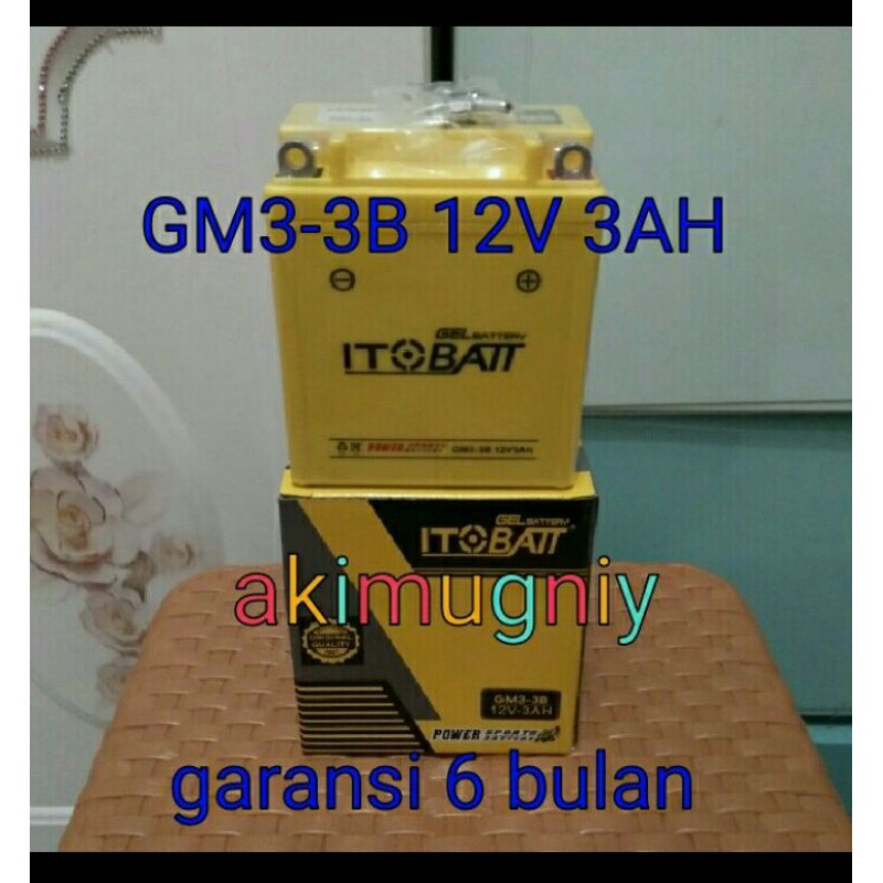 aki gm3-3b rx king ninja 150r 12v 3ah itobatt gel mf kering