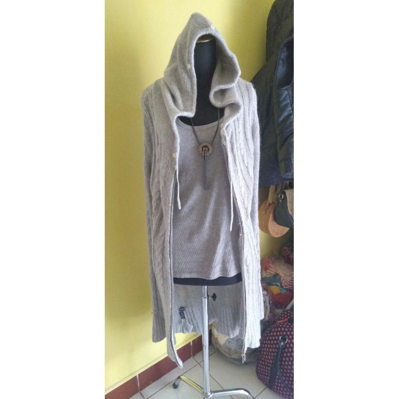 PL rajut kepang long cardi hodie brand