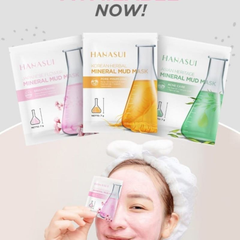 (BPOM) Hanasui Mineral Mud Mask 7gr | masker wajah aman