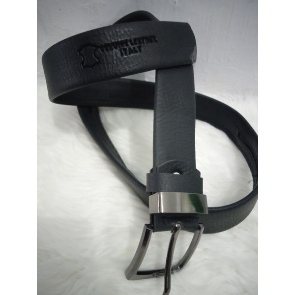 Sabuk Kulit Pria PU Leather Sintetis Import Bersleting Hitam