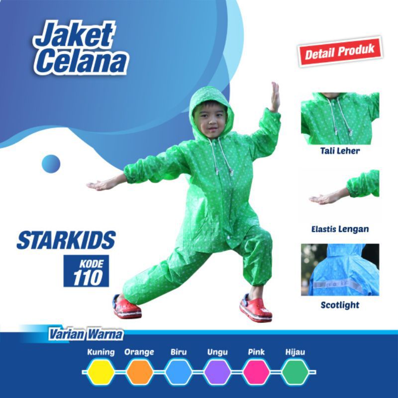 Jas Hujan Stelan Anak / Mantel Hujan Anak / Plevia Start Kids -Ars17shop