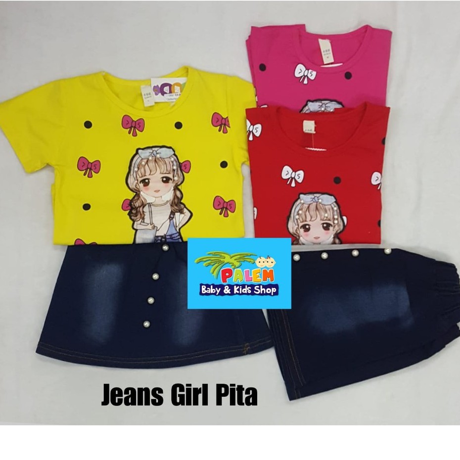 Ane setelan jeans girl pita 0051