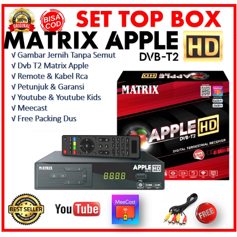 Set Top Box Matrix Apple Full Hd DVB T2 &amp; C STB Matrix STB Digital Setopbox Matrix Receiver Matrix
