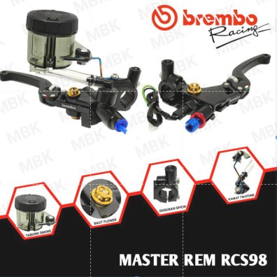 master rem Brembo res 98 tabung ( big smoke handle ) set kiri / kanan full black ( universal ) aerox