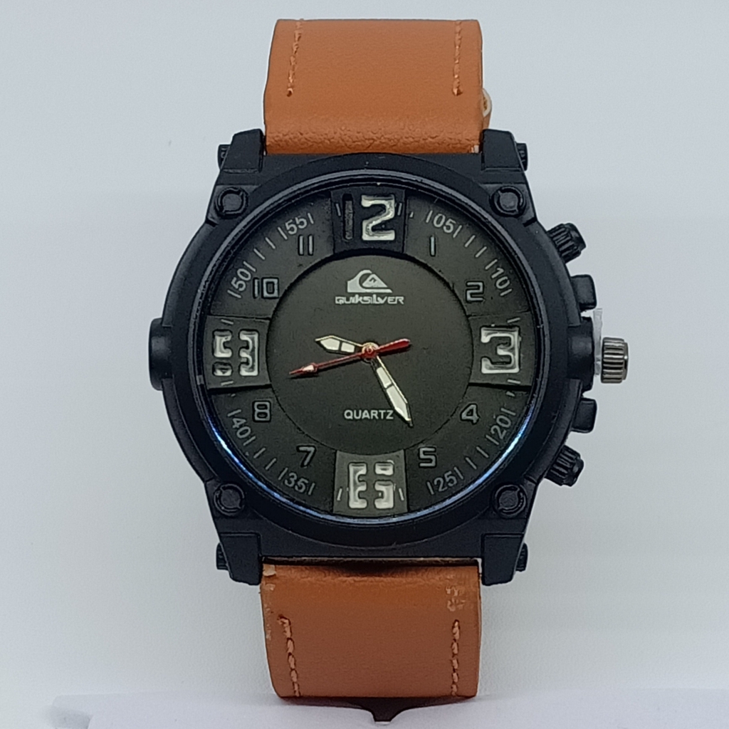 Jam Tangan Pria Fashion Sporty Strap Kulit Quiksilver Analog Polos