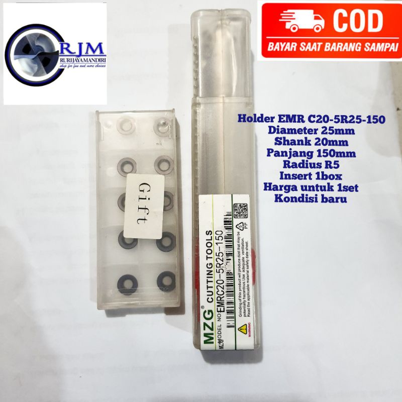 Holder EMR C20-5R25-150 Diameter 25x20x150mm Radius R5 set insert RPMT RDMT 10