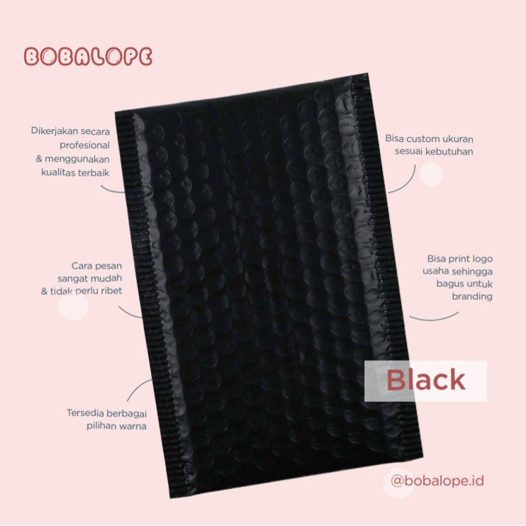 

Black Matte/Doff Bubble Bag Poly Mailer 32x46 cm
