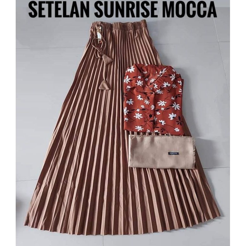 Setelan Premium 3in1 Plisket Mocca