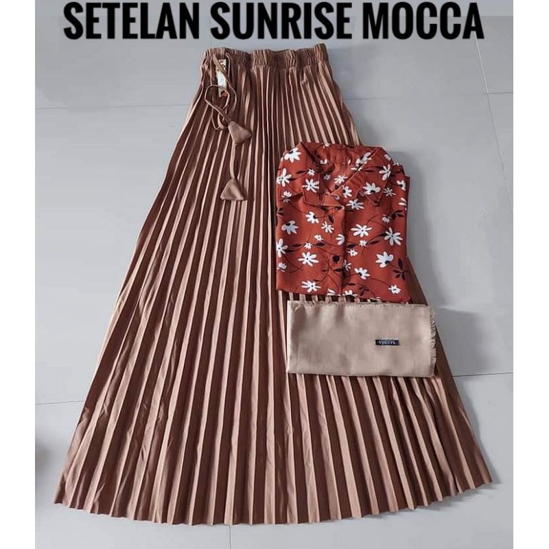 Setelan Premium 3in1 Plisket Mocca