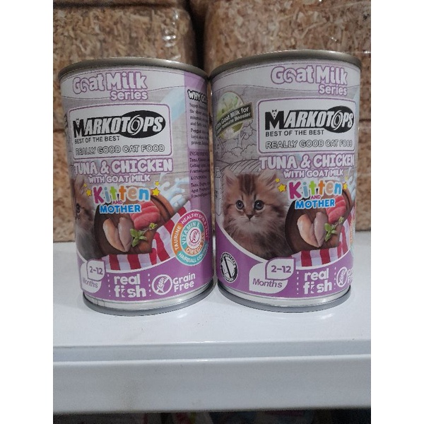 ( Paket 24 Kaleng) Makanan Basah Kucing Markotop Kitten 400g- Tuna Chicken