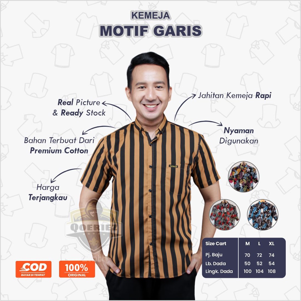 Kemeja Kmeja Kameja Baju Atasan Setelan Stelan Distro Fashion Hem Motif Garis Salur Pria Murah Berku