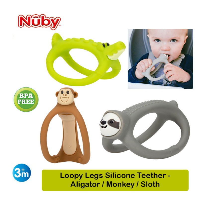 Nuby Loopy Legs Teether Mainan Gigitan Bayi Aligator / Monkey / Sloth