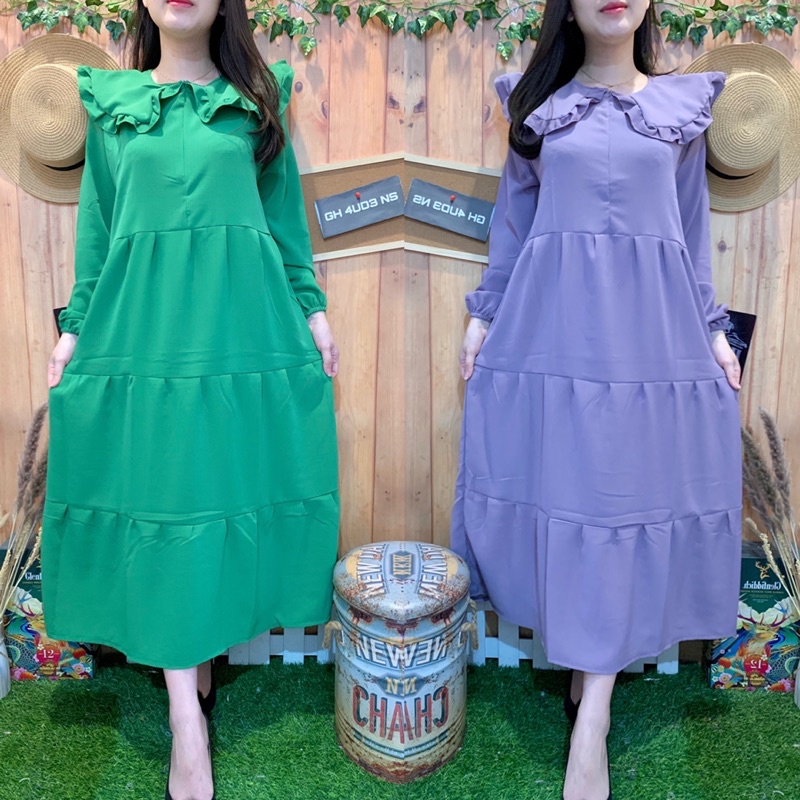 MIDI DRESS TUNIC PLAIN RAINBOW COLLAR 5012-AV POLOS