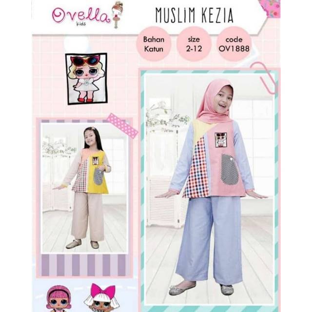 8th Ovella Kids Baju Pakaian Set Setelan Muslim Anak Perempuan Cewek Cewe LOL Surprise 1888