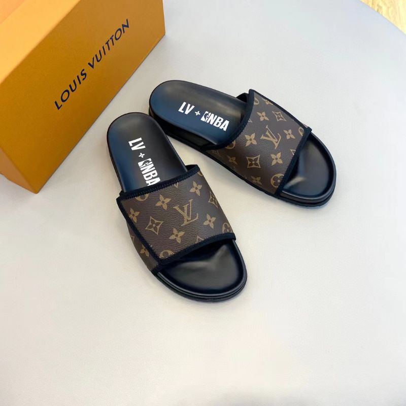 sandal lv pria slide selop flat slippers cowok sendal mirror top